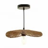 Suspension Tuyen métal noir et corde papier naturelle Ø35 cm