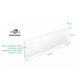 Tablier baignoire 180cm recoupable blanc brillant