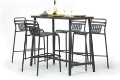 Tabouret haut dossier empilable Miami anthracite JARDILINE