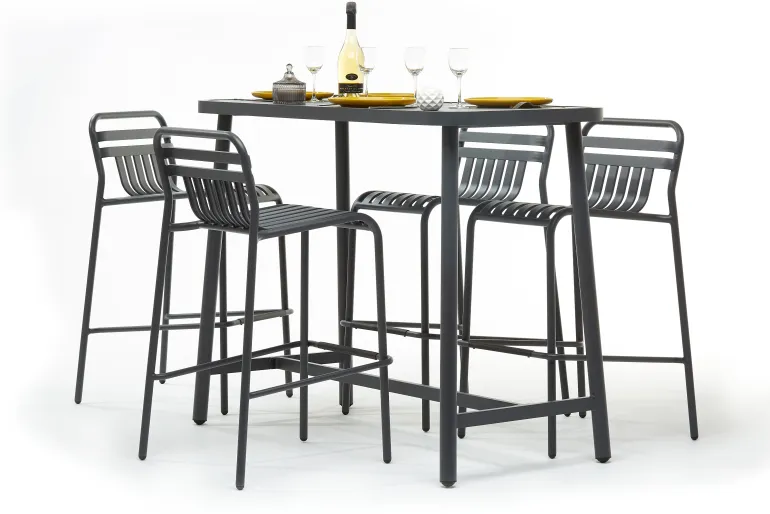 Tabouret haut dossier empilable Miami anthracite JARDILINE