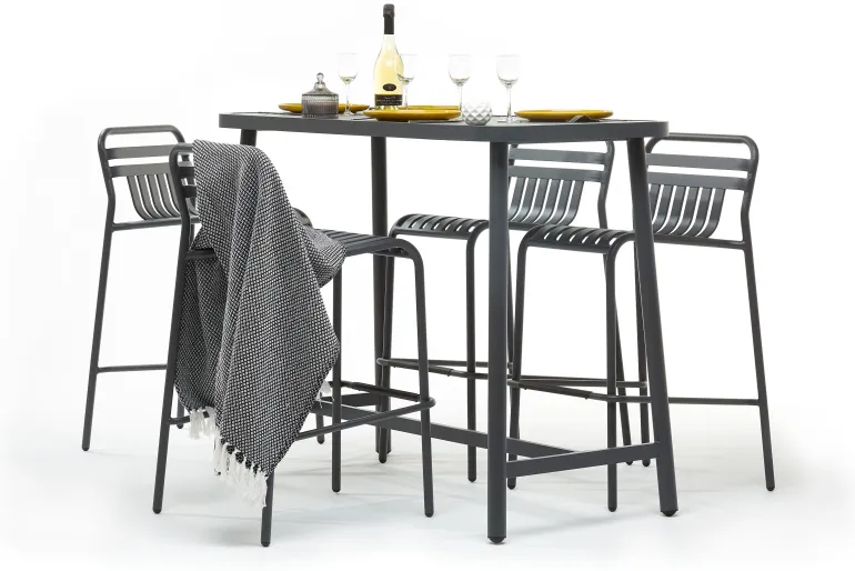Tabouret haut dossier empilable Miami anthracite JARDILINE