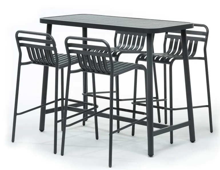 Tabouret haut dossier empilable Miami anthracite JARDILINE