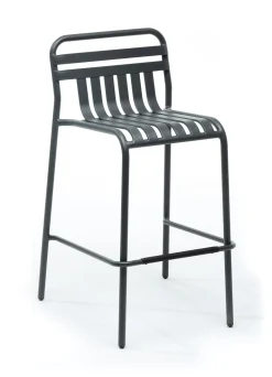 Tabouret haut dossier empilable Miami anthracite JARDILINE