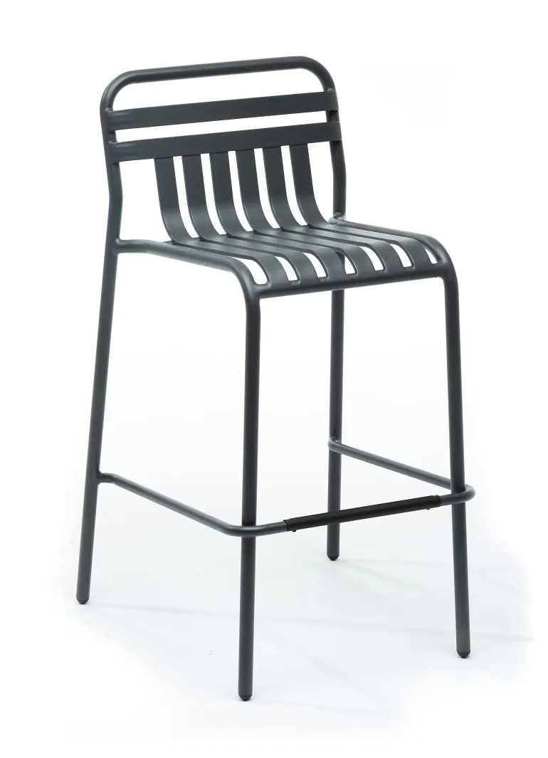 Tabouret haut dossier empilable Miami anthracite JARDILINE
