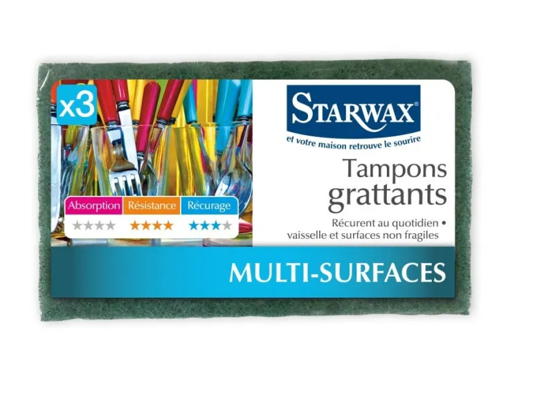 Tampon grattant à récurer multisurfaces (x3) STARWAX