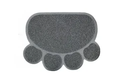Tapis d'hygiène gamelle et litière forme patte anthracite