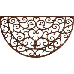 Tapis d'extérieur demi-rond fonte brun 40,5x69 cm