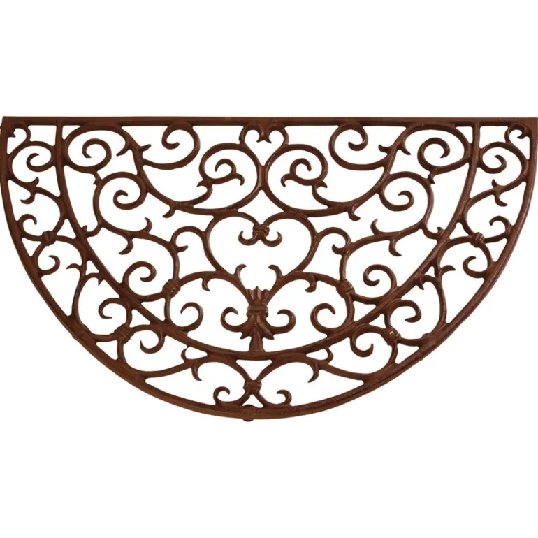 Tapis d'extérieur demi-rond fonte brun 40,5x69 cm