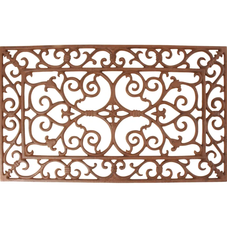 Tapis d'extérieur rectangulaire en fonte brun 60x35