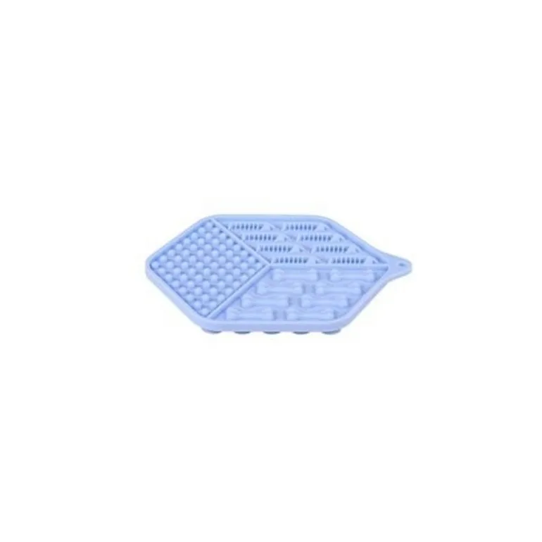 Tapis à lécher pour chat en silicone bleu 18,5 x 15,5 cm