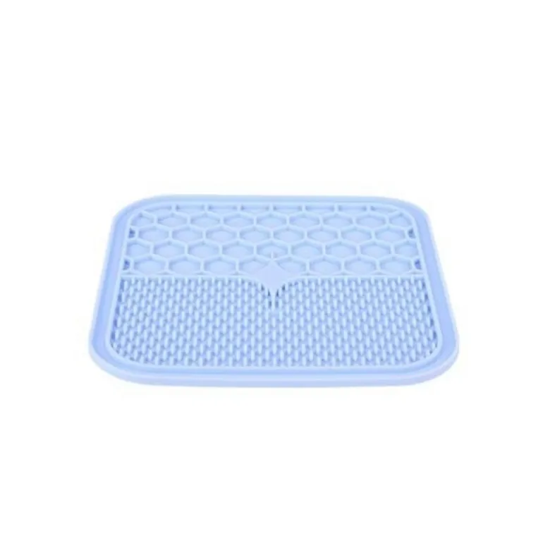 Tapis à lécher pour chien en silicone bleu 20,9 x 20,9 cm