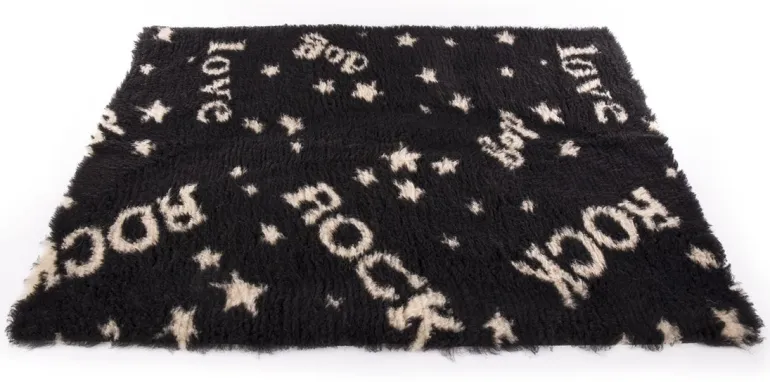 Tapis pour chien Petbed 10x0,75m noir et beige motif Rock