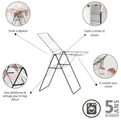 Étendoir à linge HangOn 20m noir