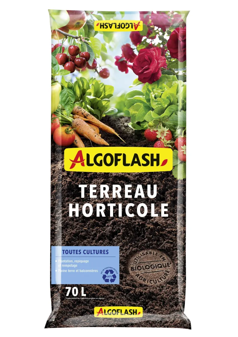 Terreau horticole UAB toutes cultures 70L ALGOFLASH