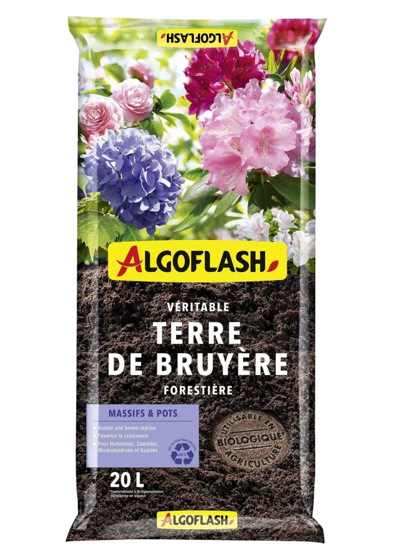 Terreau véritable terre de bruyère forestière 20L ALGOFLASH