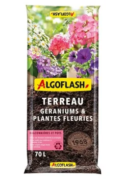 Terreau géraniums et plantes fleuries 70L ALGOFLASH