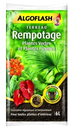 Terreau rempotage, plantes vertes et fleuries 6L