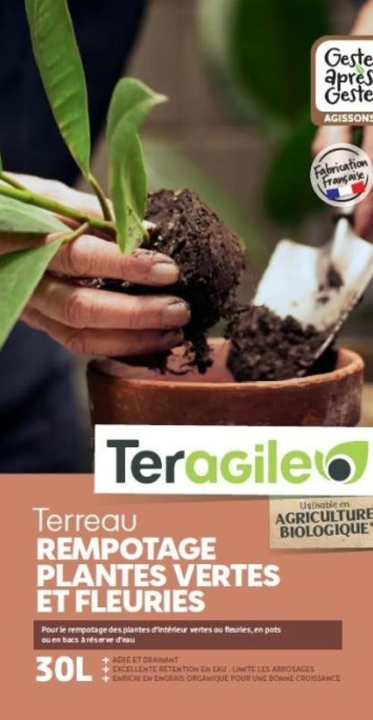 Terreau rempotage plante verte et fleurie UAB 30L
