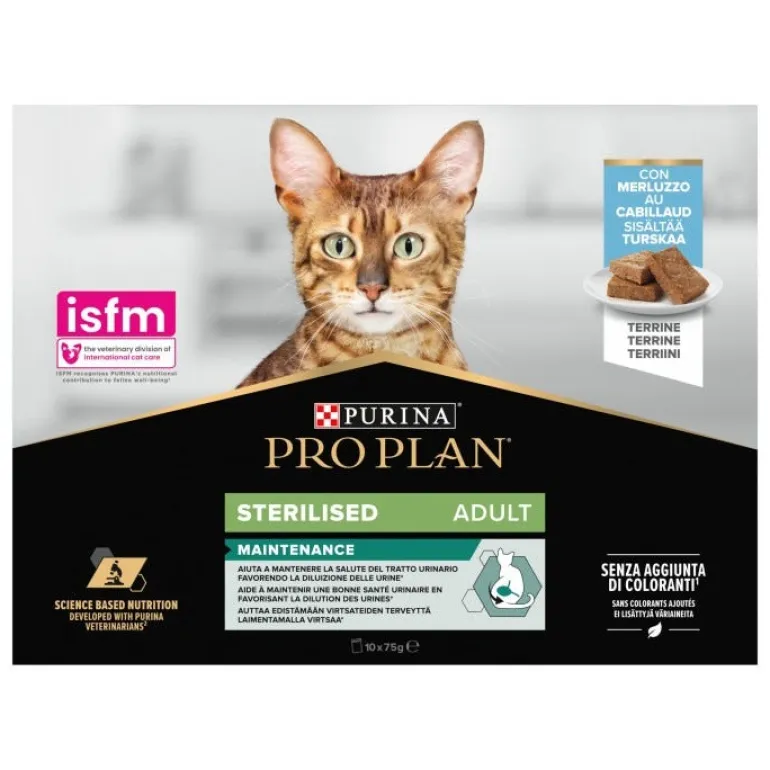 Terrine pour chat adulte stérilisé Cabillaud 10x75g