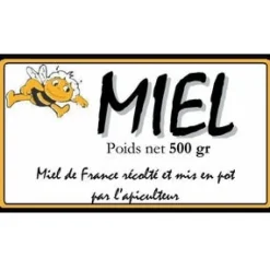 Étiquettes autocollantes "Miel-Abeille" 500g 80x45mm (x100)