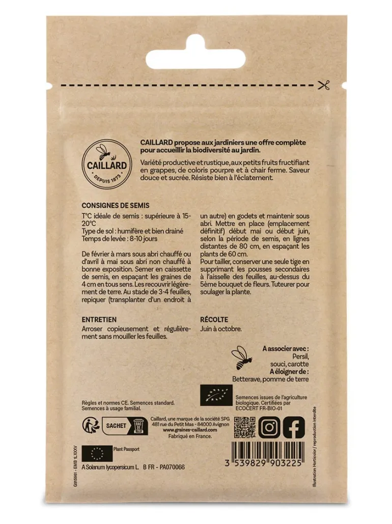 Tomate Black Cherry Bio 0,25g CAILLARD