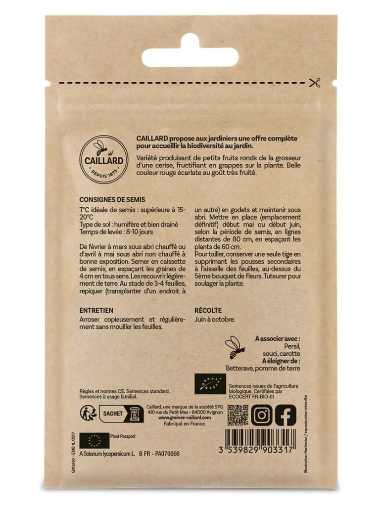 Tomate Cerise Bio 0,15g CAILLARD