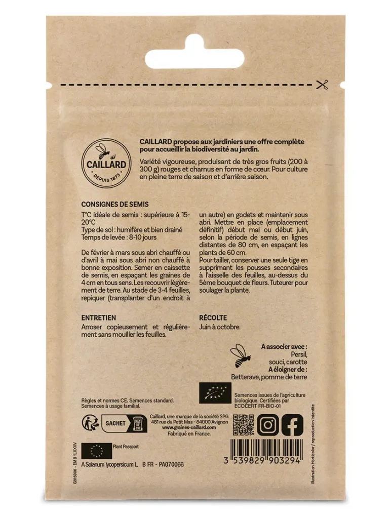 Tomate Cuor Di Bue (Coeur de Boeuf) Bio 0,15g CAILLARD