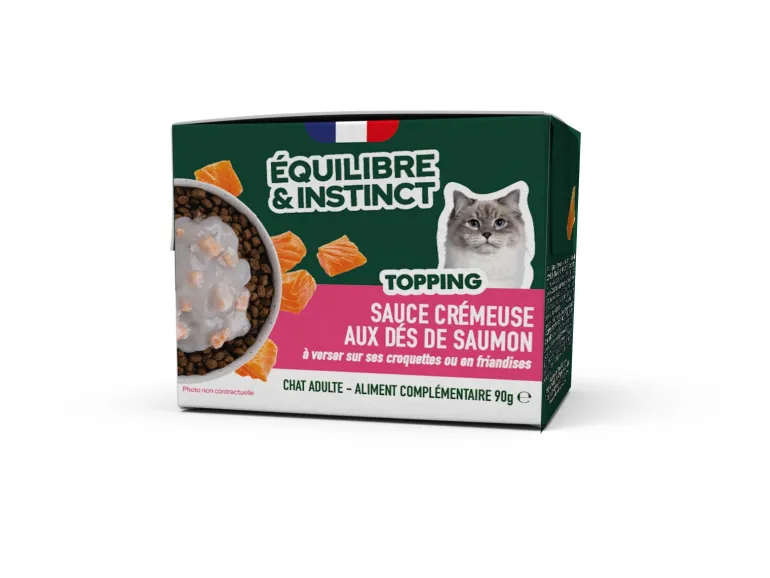 Topping sauce crémeuse dés de saumon pour chat en brique 90g