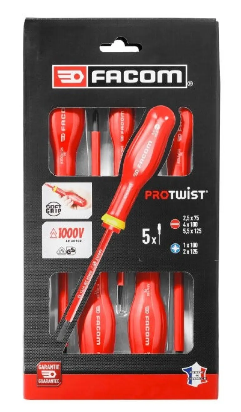 Tournevis Protwist isolés 1000 V 5 pièces FACOM
