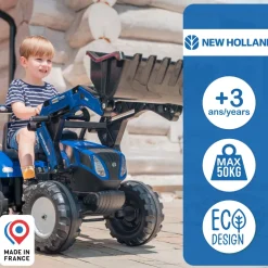 Tractopelle à pédales New Holland avec remorque FALK