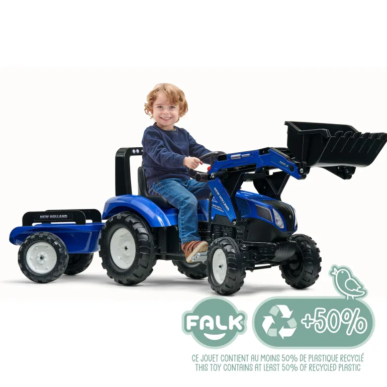 Tractopelle à pédales New Holland avec remorque FALK
