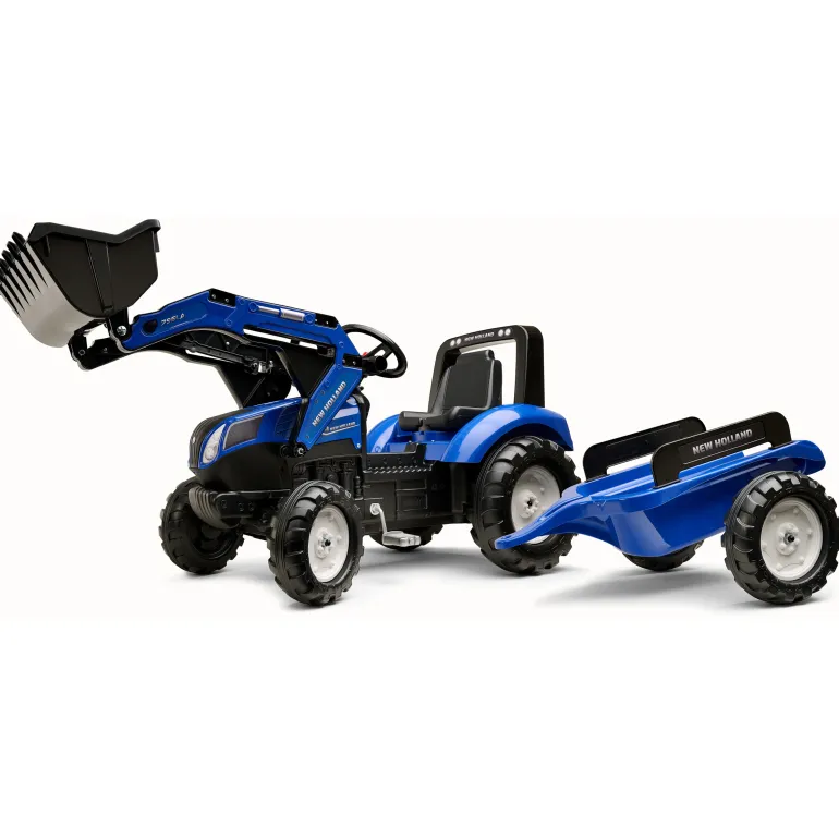 Tractopelle à pédales New Holland avec remorque FALK