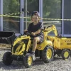 Tractopelle Komatsu avec excavatrice et remorque basculante