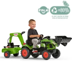 Tractopelle Claas avec excavatrice et remorque