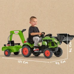 Tractopelle Claas avec excavatrice et remorque
