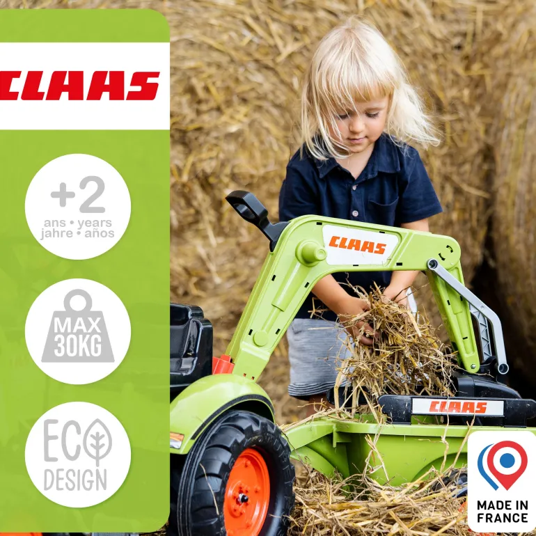 Tractopelle Claas avec excavatrice et remorque
