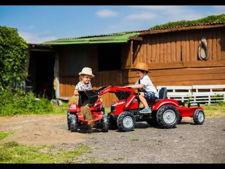 Tractopelle à pédales Massey Ferguson S8740 rouge remorque
