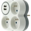 Triplite 3x16A + 2 USB façade blanc/gris bolea