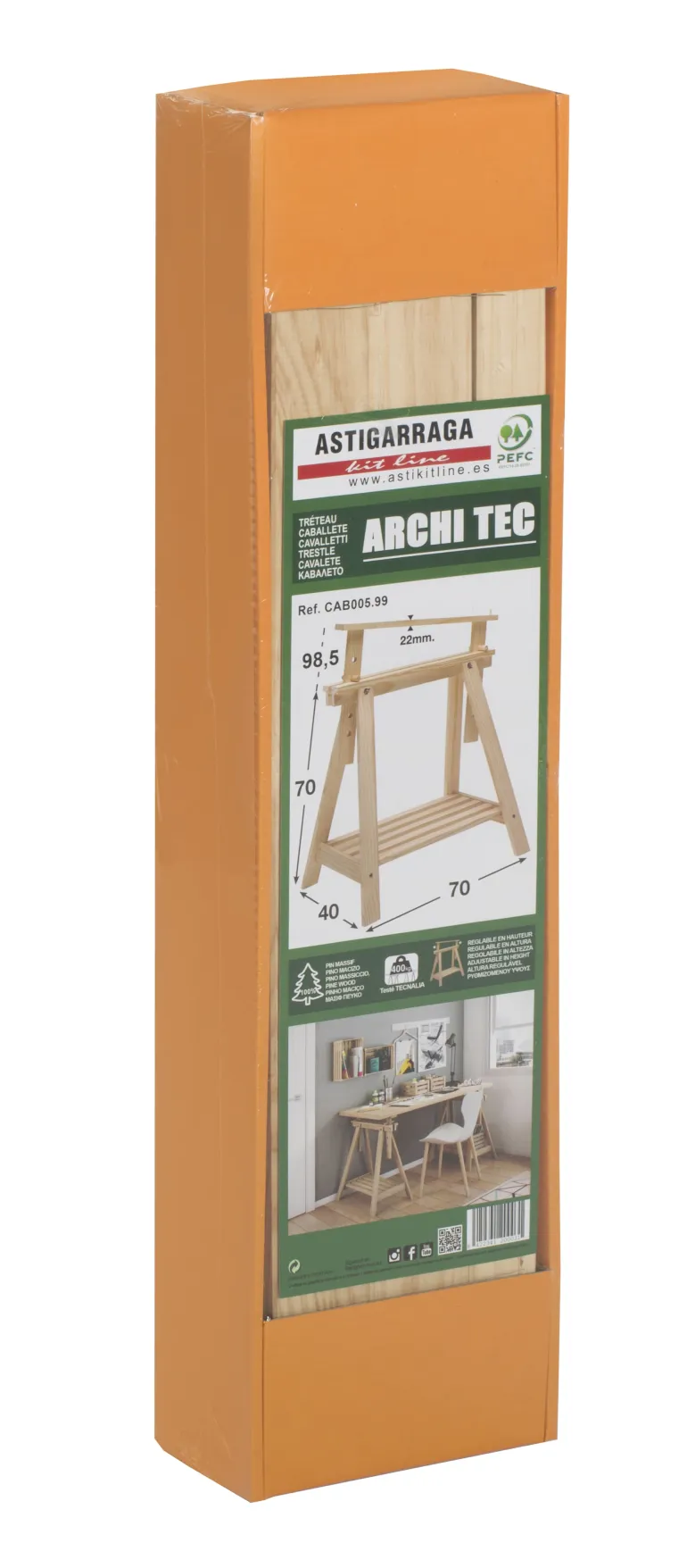 Tréteau Architec pin massif non vernis 70 à 98 cm