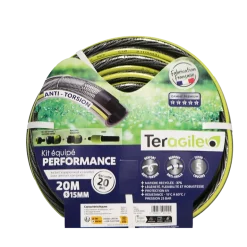 Tuyau Performance 5 couches Ø15mm 20m + raccords et lance