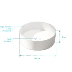 Vasque à poser ronde blanc mat AURLANE