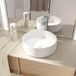 Vasque à poser ronde blanc mat AURLANE