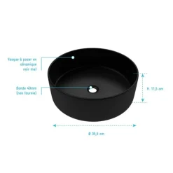 Vasque à poser ronde noir mat AURLANE