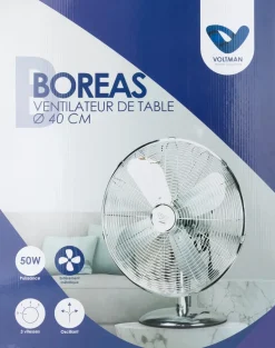 Ventilateur de table Boras chromé Ø40cm 50W VOLTMAN