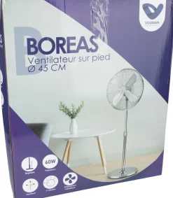 Ventilateur sur pied Boreas chromé Ø45cm 60W VOLTMAN