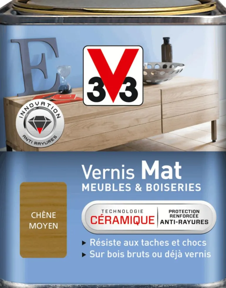 Vernis intérieur meubles/boiseries chêne moyen mat 250 ml