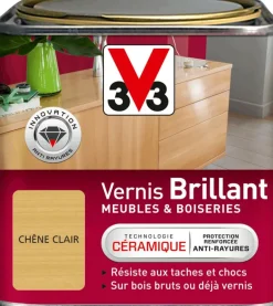 Vernis meubles et boiseries chêne clair brillant 0,5L V33