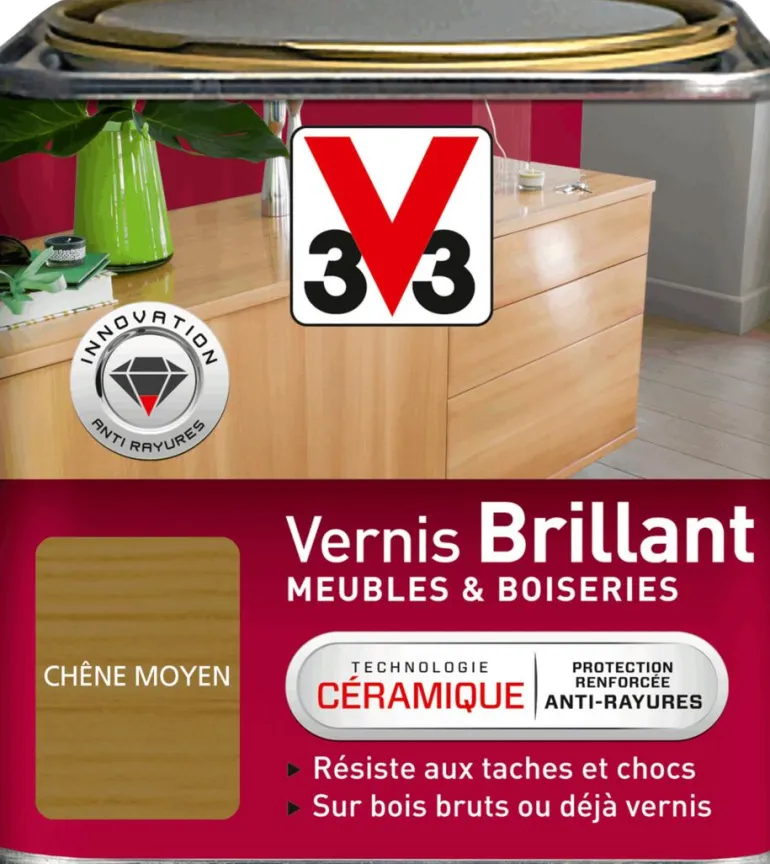 Vernis meubles et boiseries chêne moyen brillant 0,5L V33