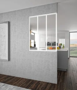 Verrière Louvre alu blanc verre clair 1125 x 1230 mm