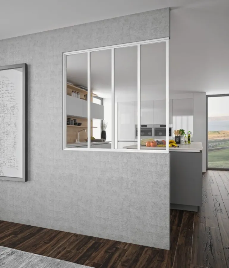 Verrière Louvre alu blanc verre clair 1125 x 1500 mm